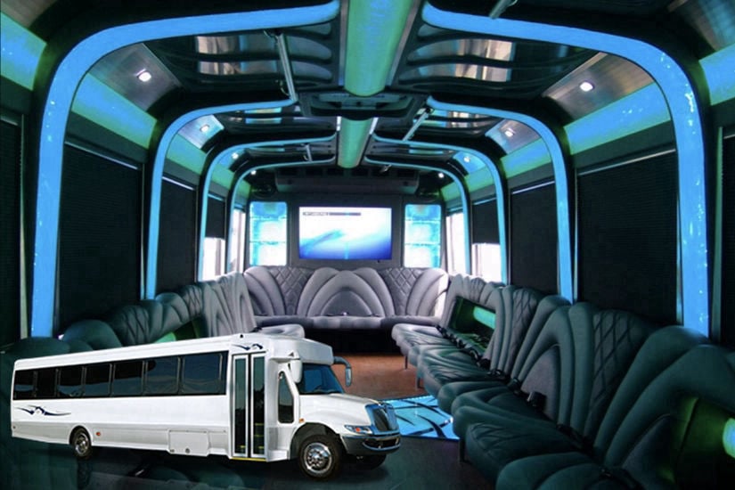 36 Passenger Chicago Party Bus Rental With a Bathroom